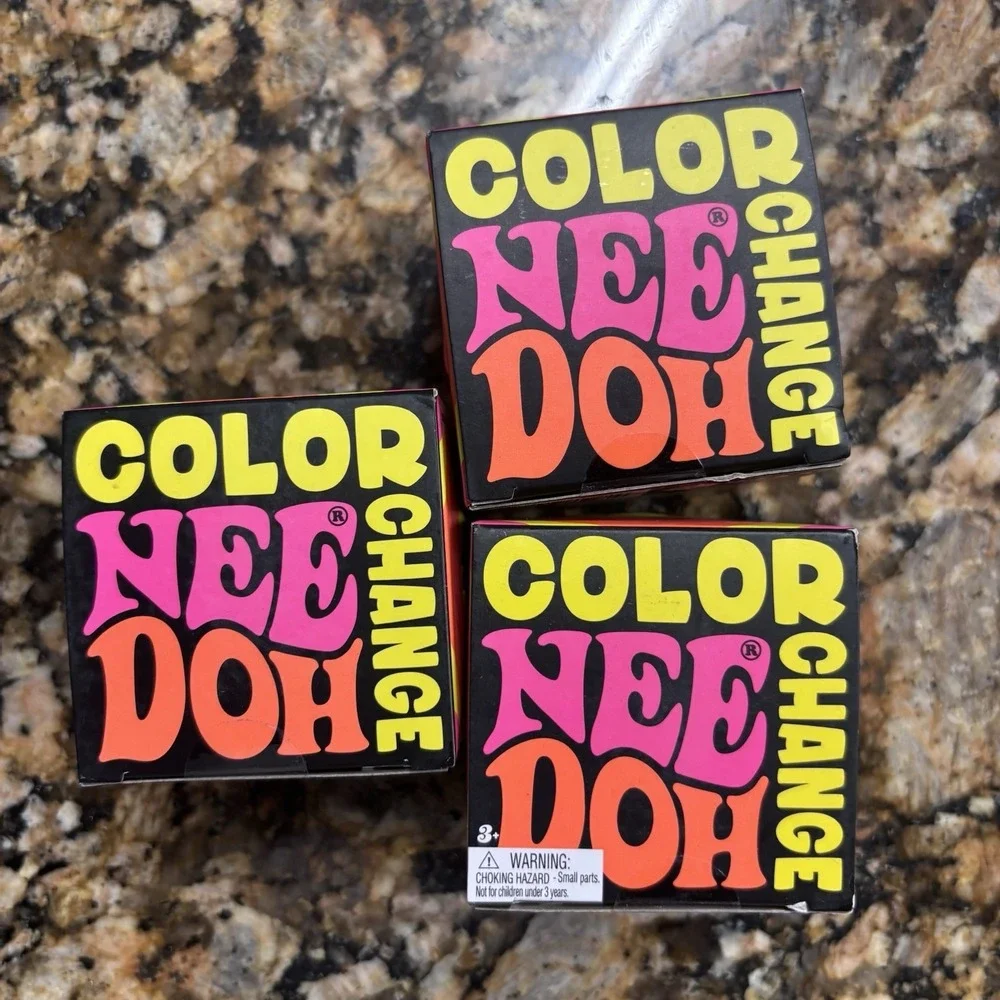 Needoh Color Change Squishy Lot Of 3 Blue Yellow Pink New Sealed Authentic